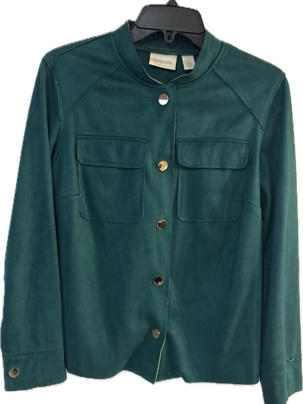 Chico's Deep Teal Button-Front Utility Jacket